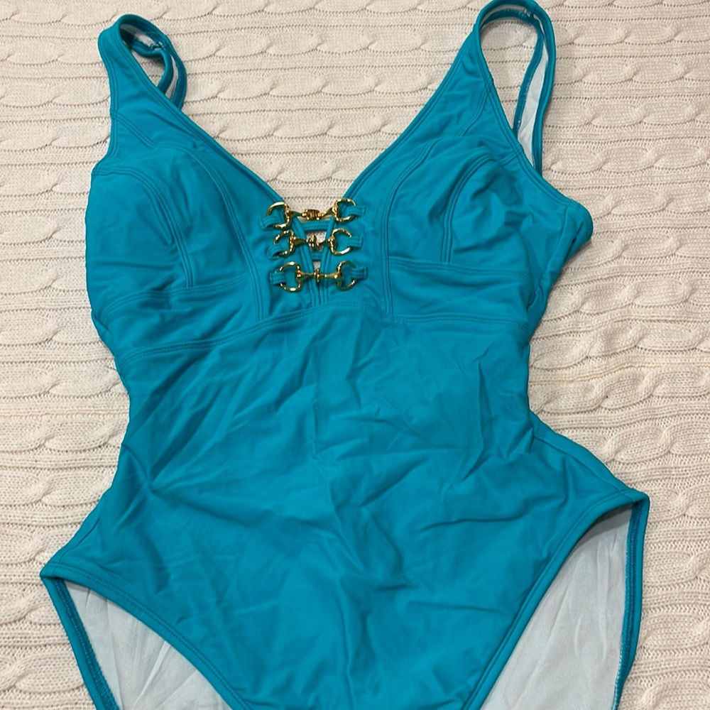Beautiful turquoise one piece swimsuit